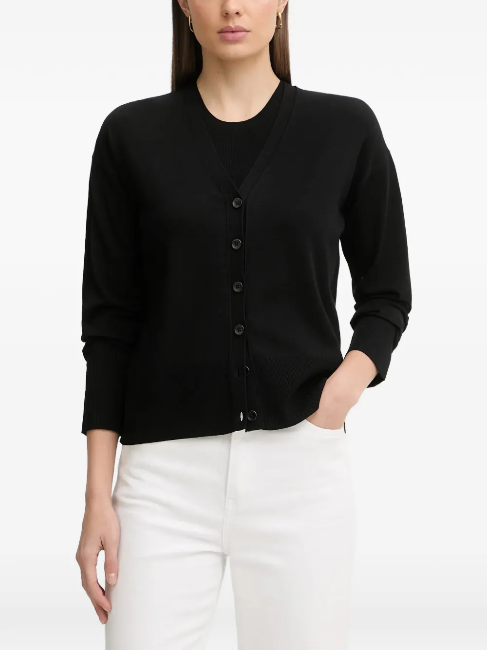 Sisley V-neck button-up cardigan - Nero