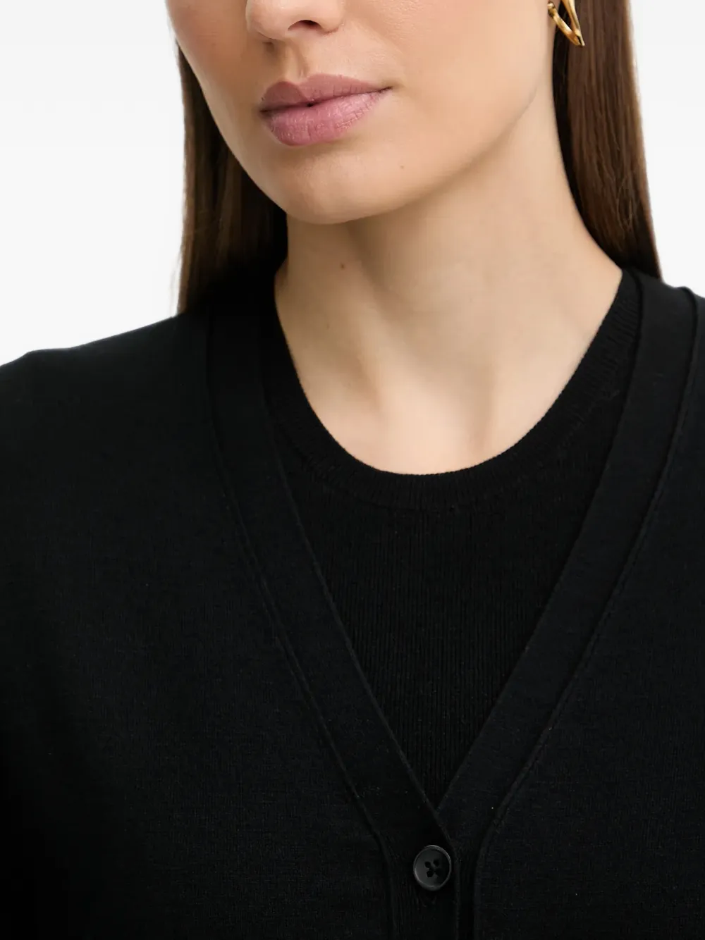 Sisley Button-up vest met V-hals Zwart