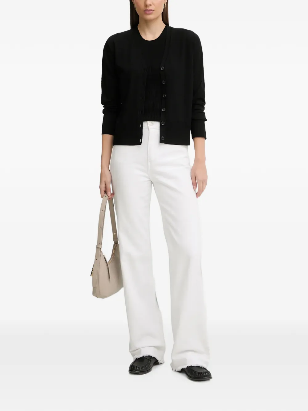 Sisley Button-up vest met V-hals Zwart