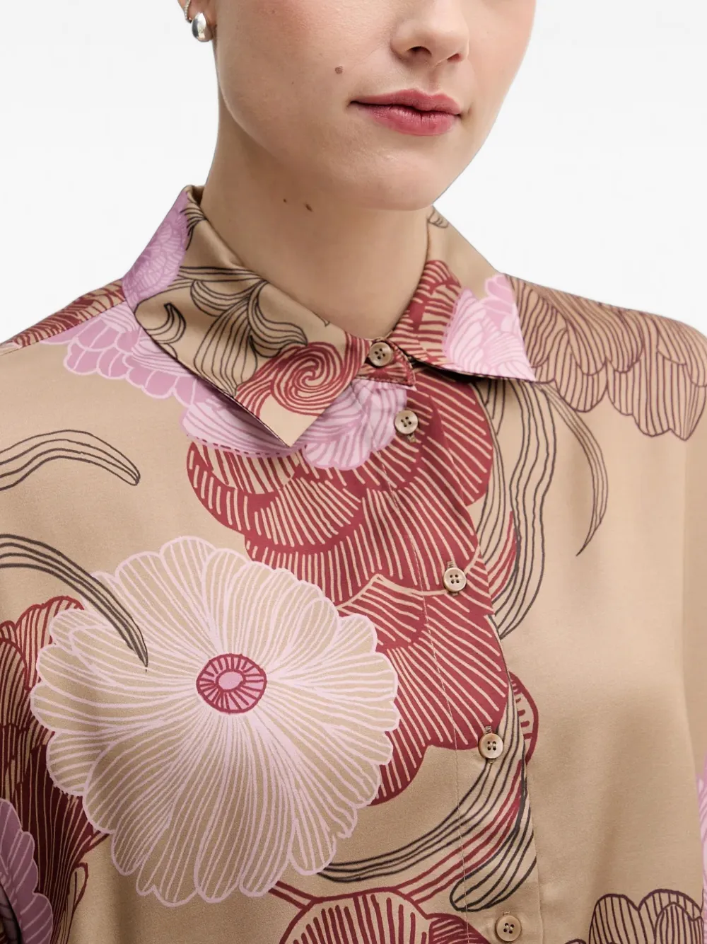 Sisley floral-pattern shirt Bruin