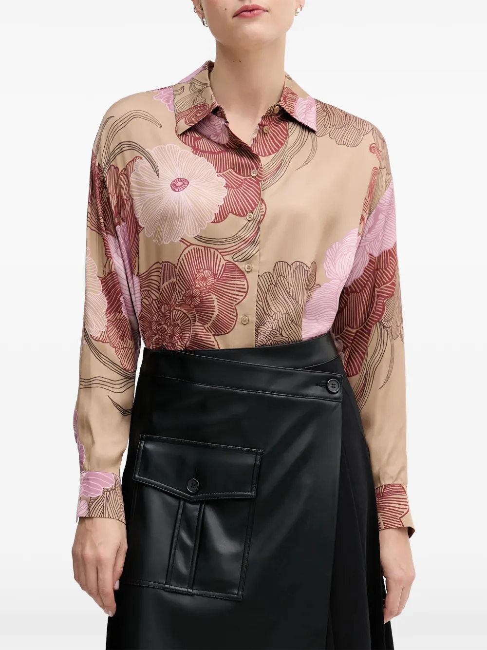 Sisley floral-pattern shirt - Braun