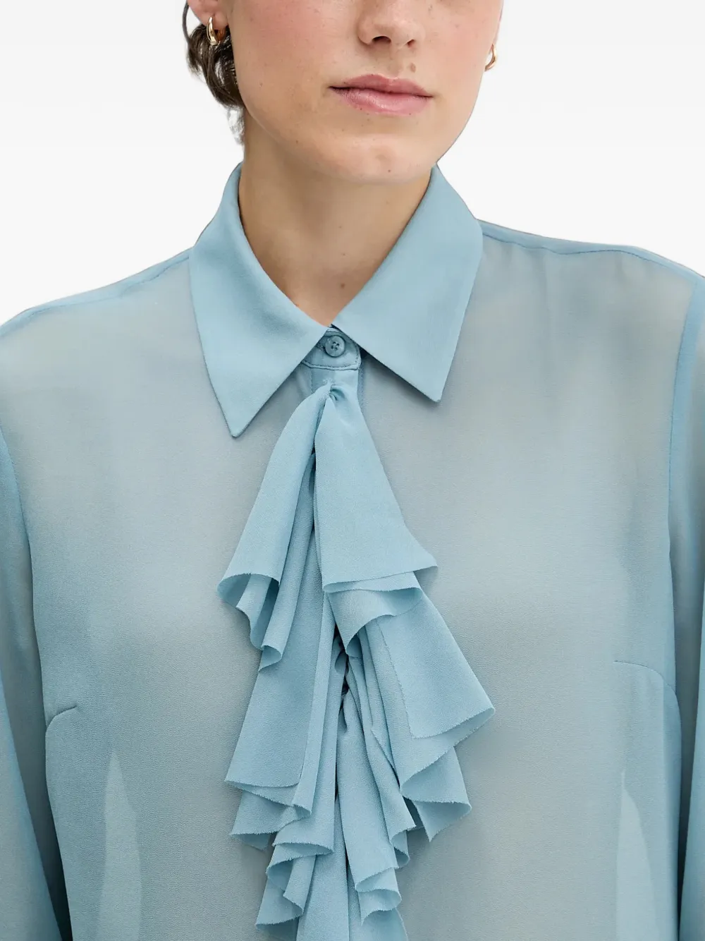 Sisley ruffled collared shirt Blauw