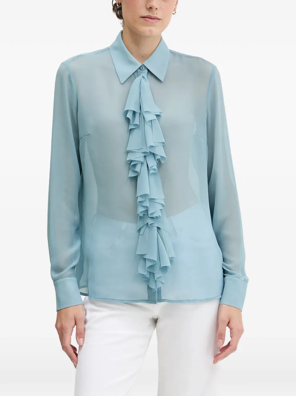 Sisley ruffled collared shirt - Blu