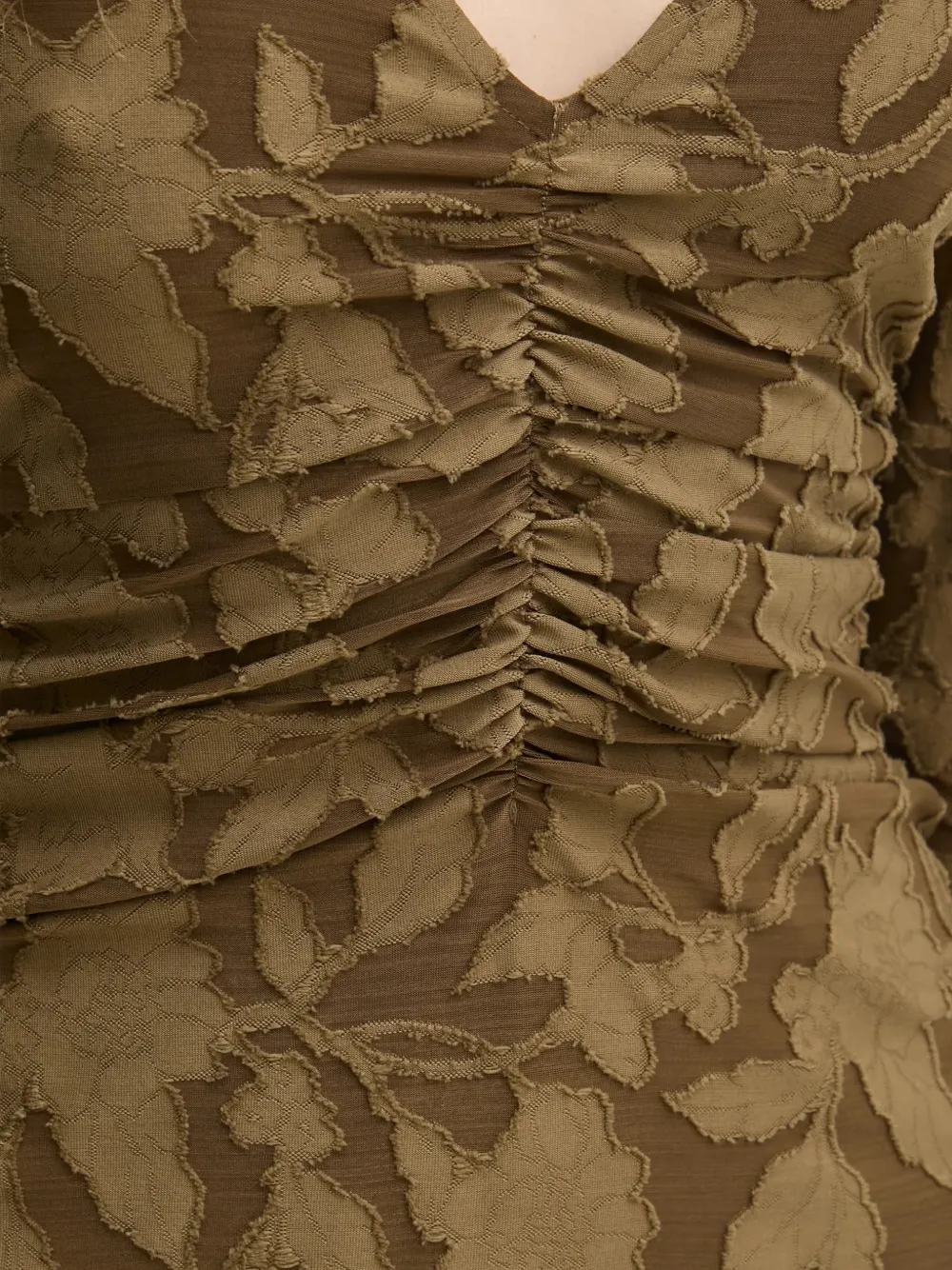 Sisley Fil-Coupé mini-jurk met ruches Groen
