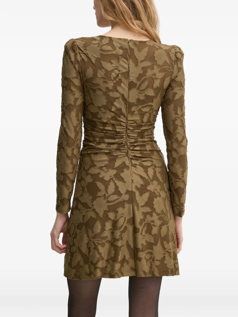 Sisley Fil-Coupé mini-jurk met ruches Groen