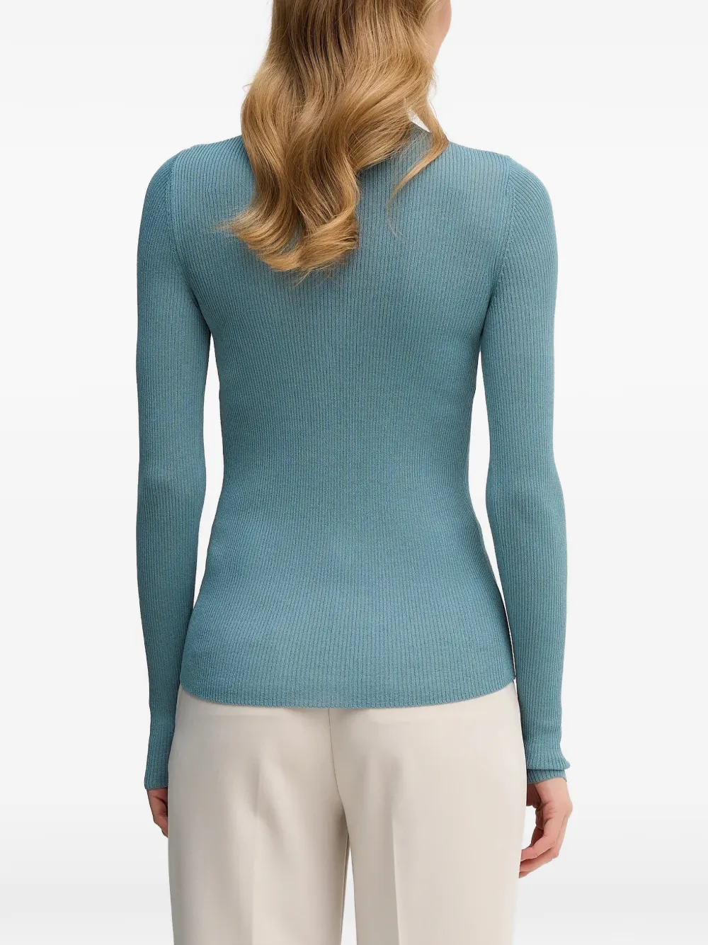 Sisley Geribbelde trui met knopen Blauw