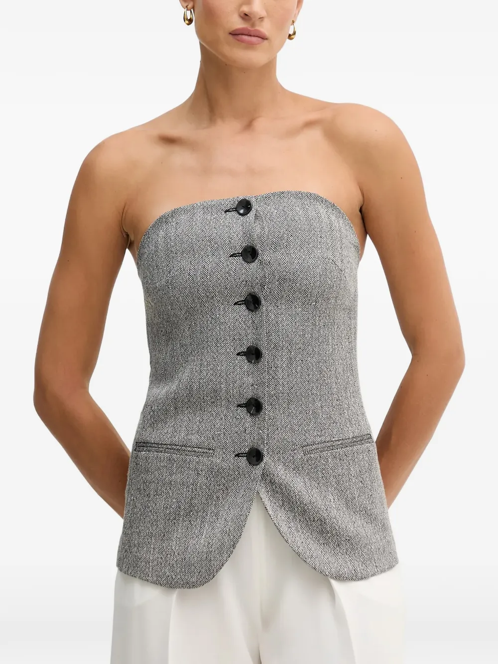 Sisley haut-bustier à motif de chevrons - Gris