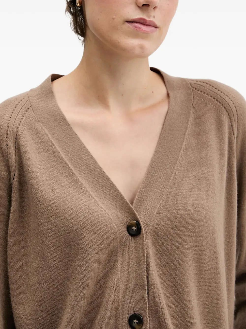 Sisley Vest met V-hals en knoop Bruin