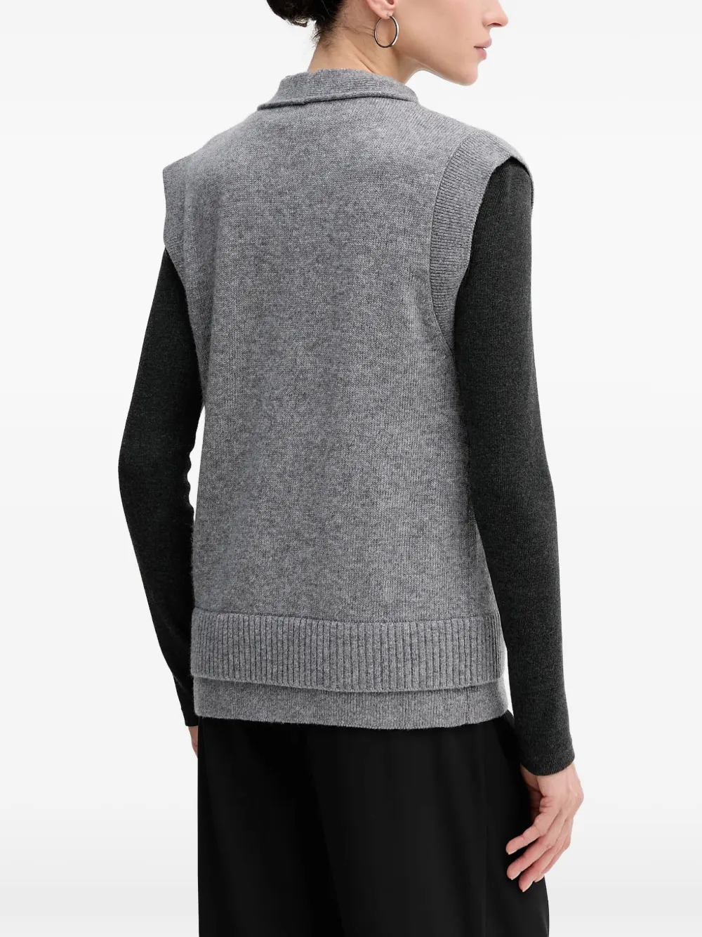 Sisley button V-neck cardigan Grijs