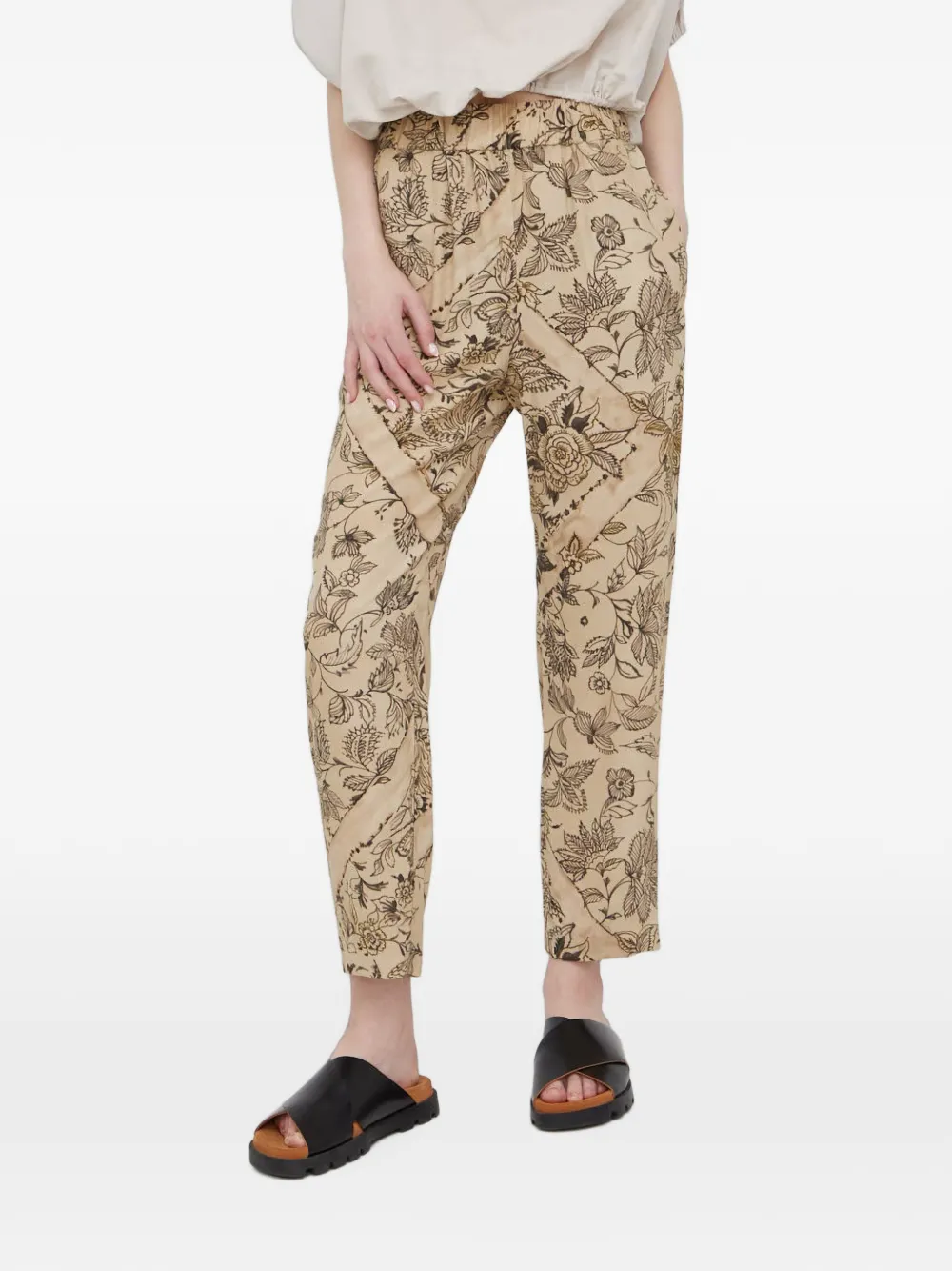 Sisley floral-print high-waist trousers · 40