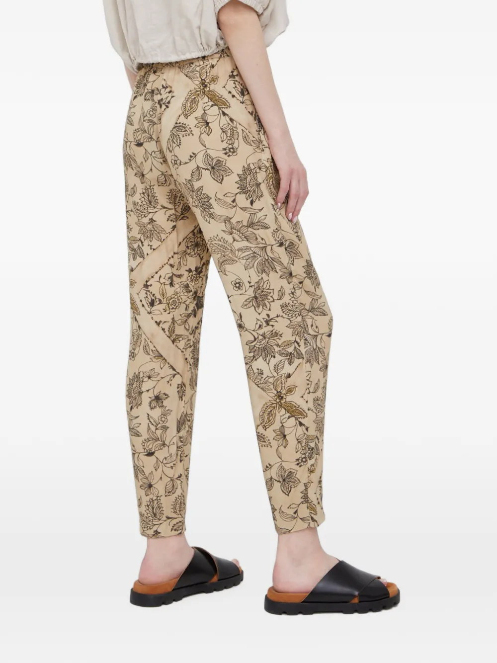 Sisley Broek met bloemenprint Beige