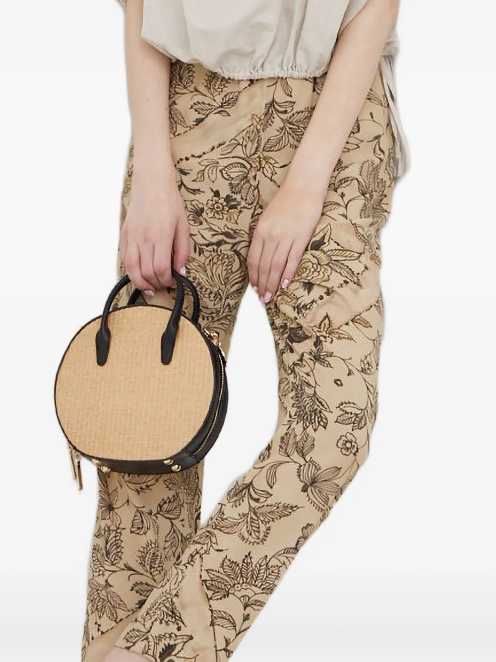 Sisley Broek met bloemenprint Beige