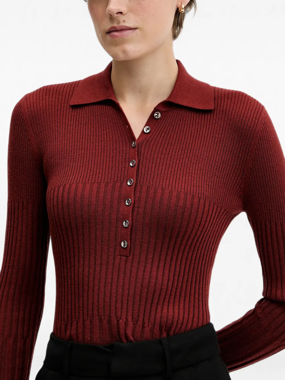 Sisley knitted polo top Rood