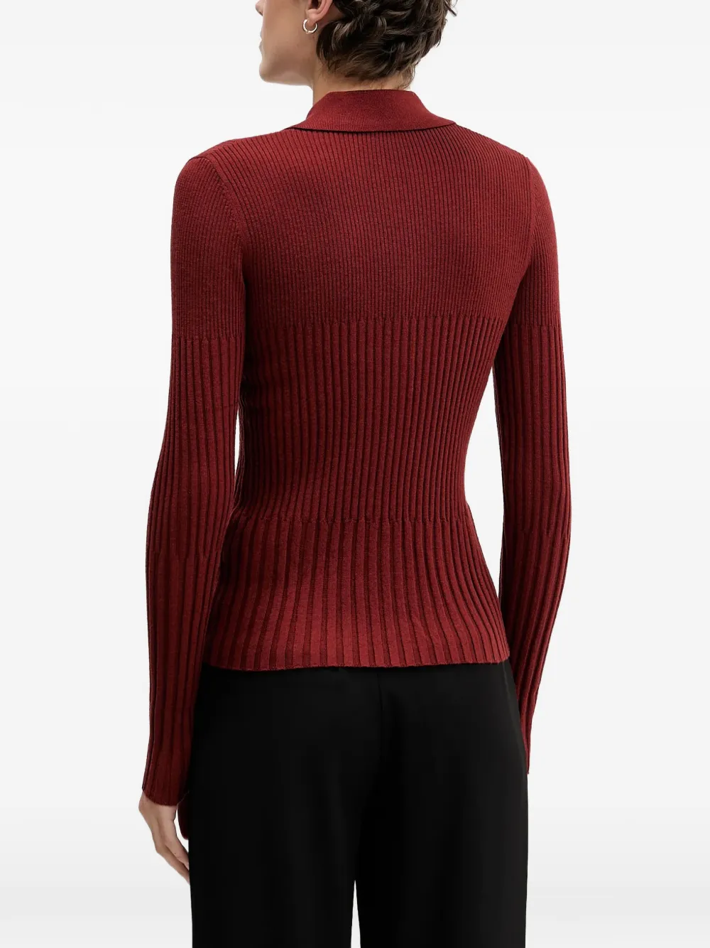 Sisley knitted polo top Rood