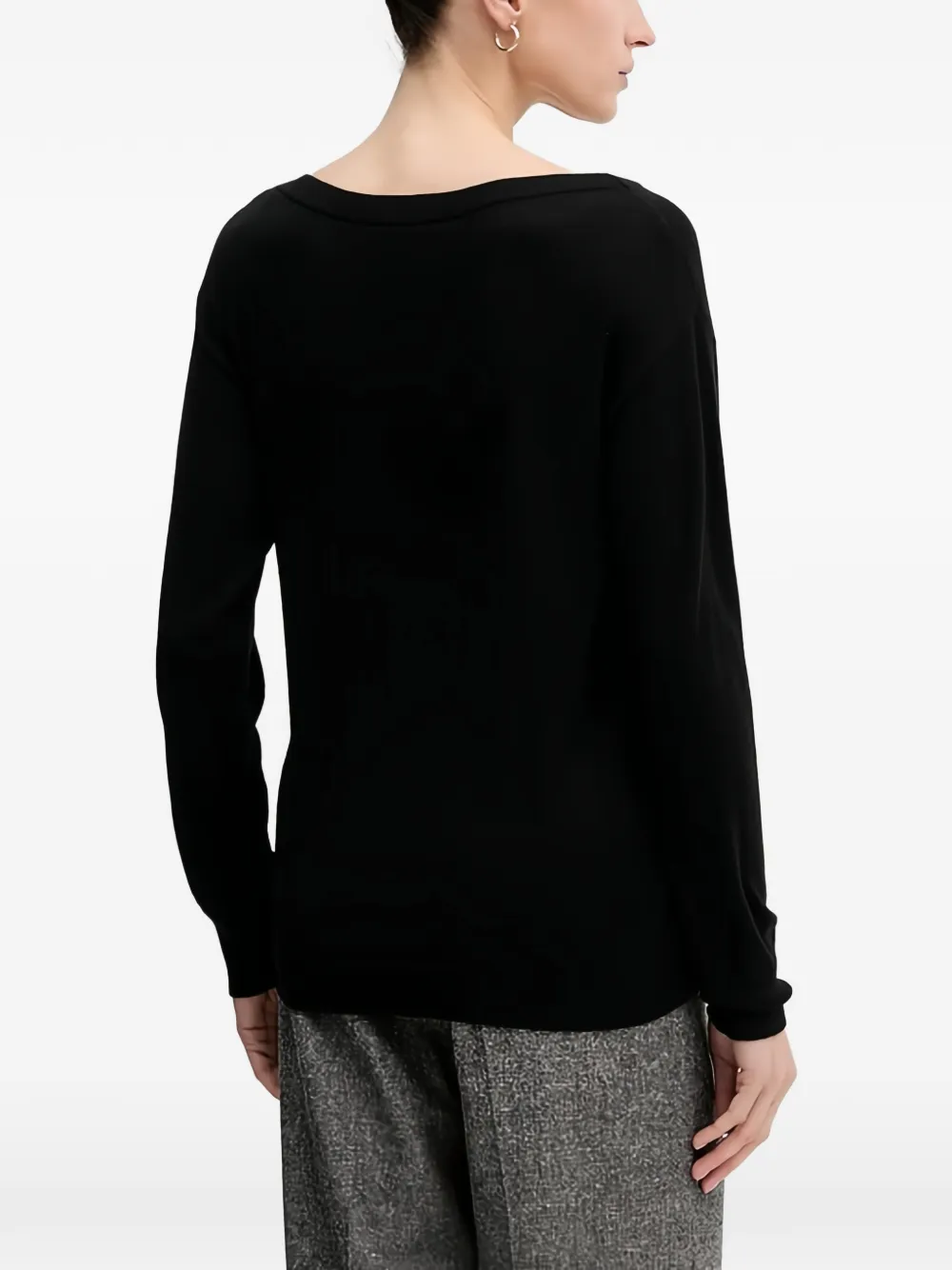 Sisley Gebreide top met boothals Zwart
