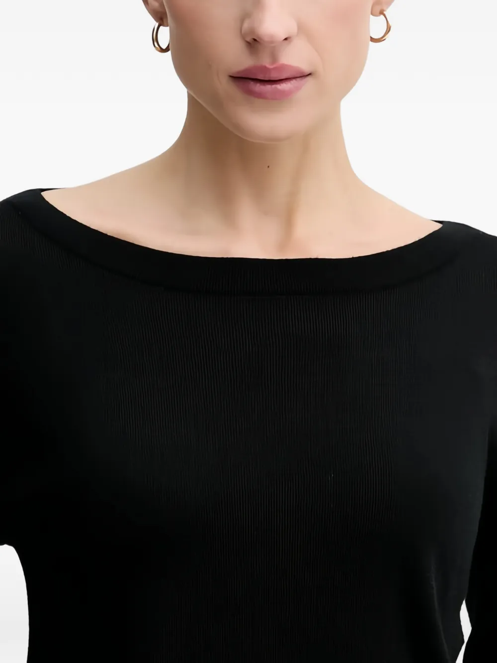 Sisley Gebreide top met boothals Zwart