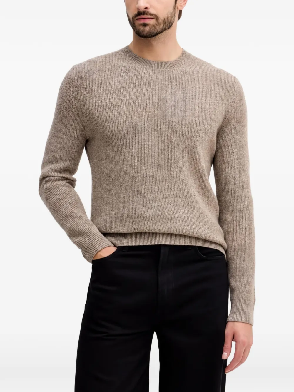 Sisley ribbed-knit crew-neck sweater | Neutrals | Image 1