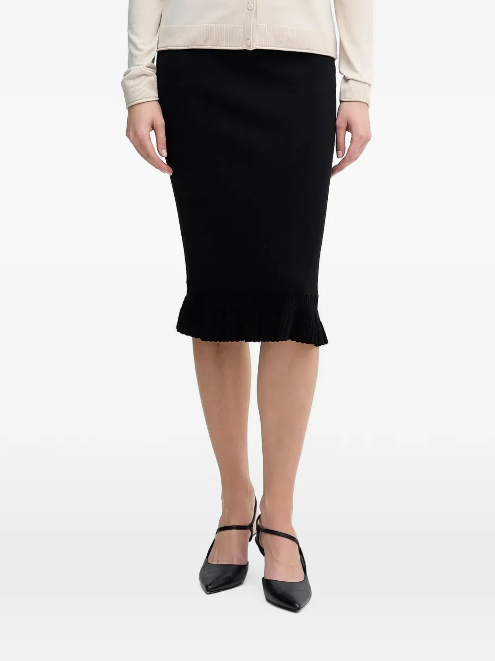 Sisley ruffled-hem midi skirt