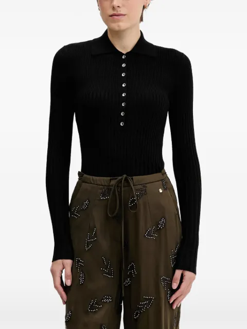 Sisley button ribbed polo sweater