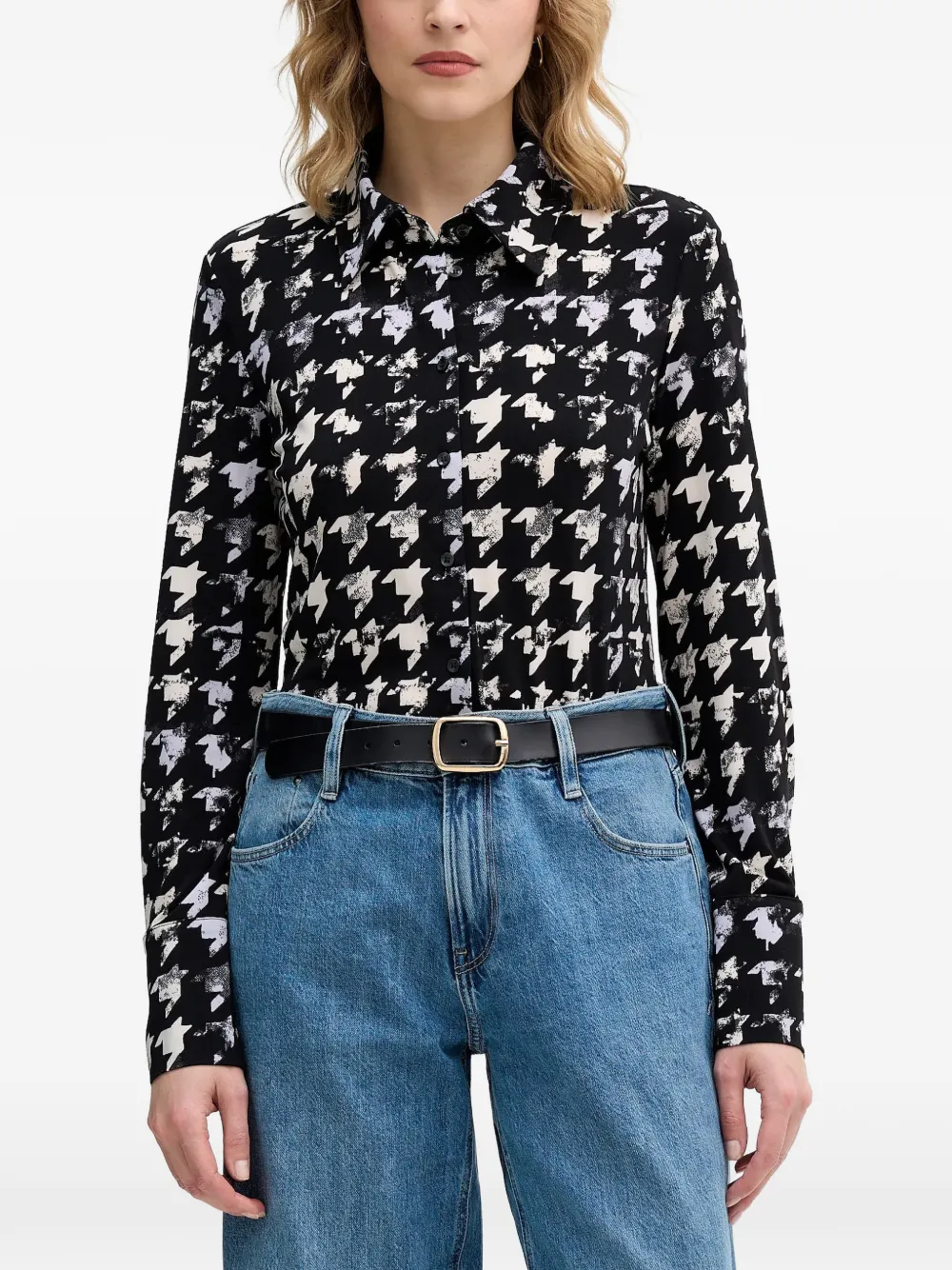Sisley houndstooth buttoned shirt