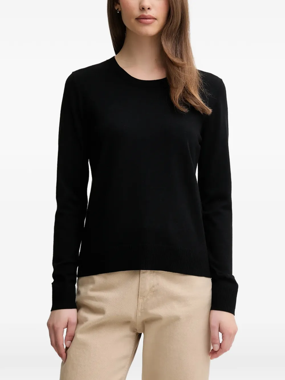 Sisley crew-neck long-sleeve sweater - Nero