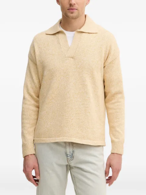 Sisley marl-effect polo-collar sweater