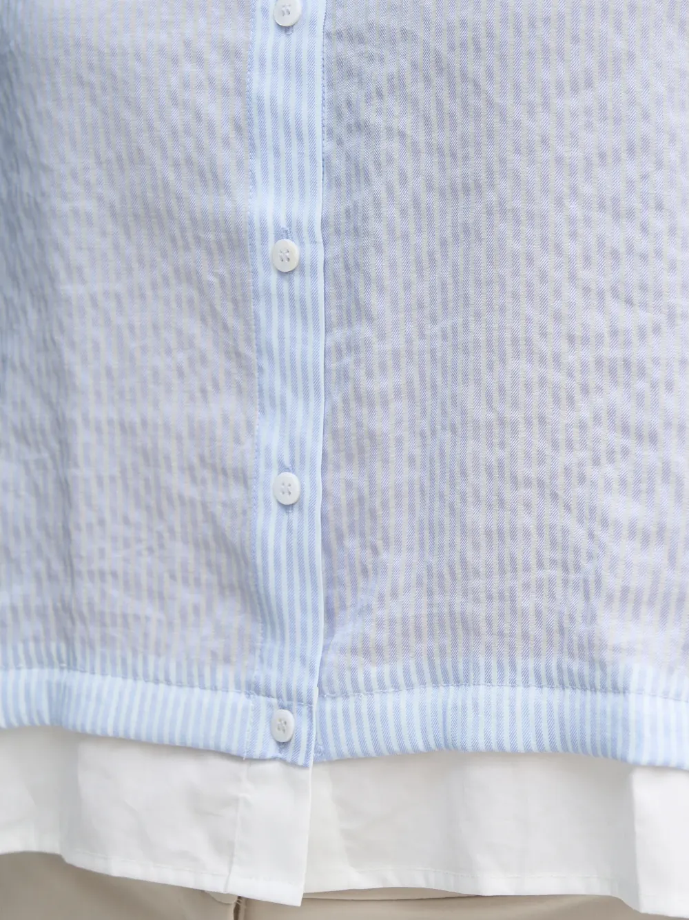 Sisley striped layered shirt Blauw