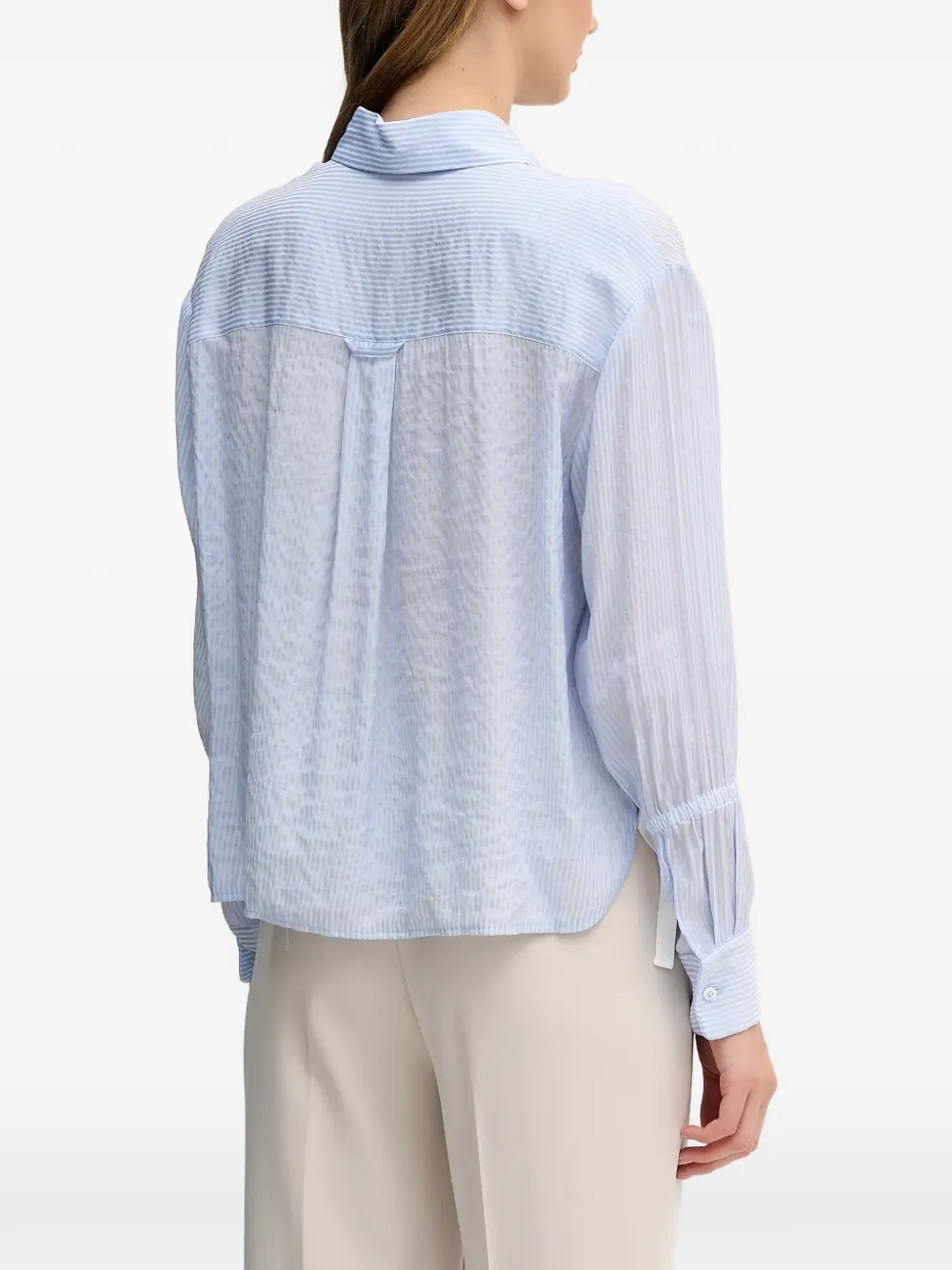 Sisley striped layered shirt Blauw