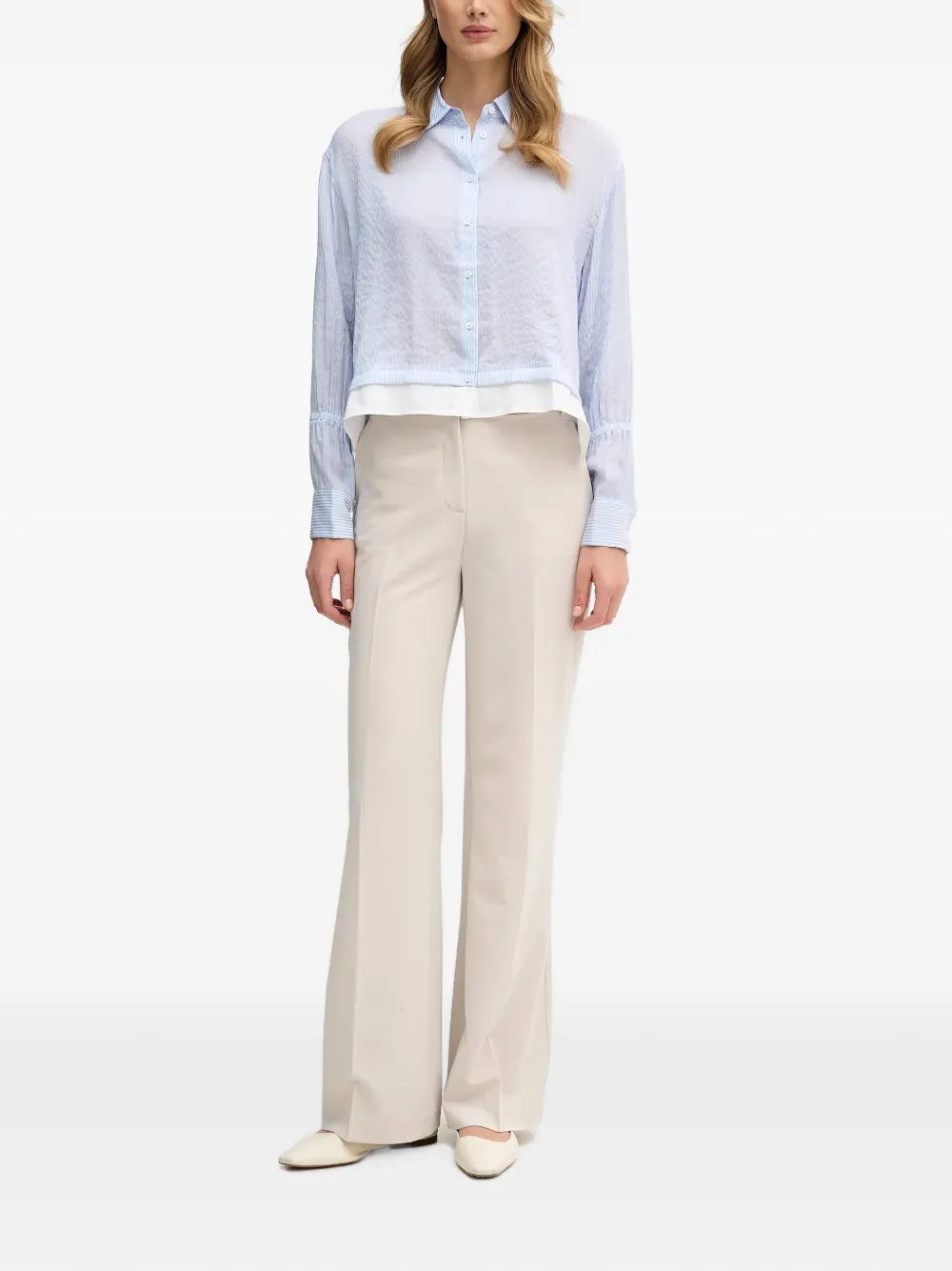 Sisley striped layered shirt Blauw