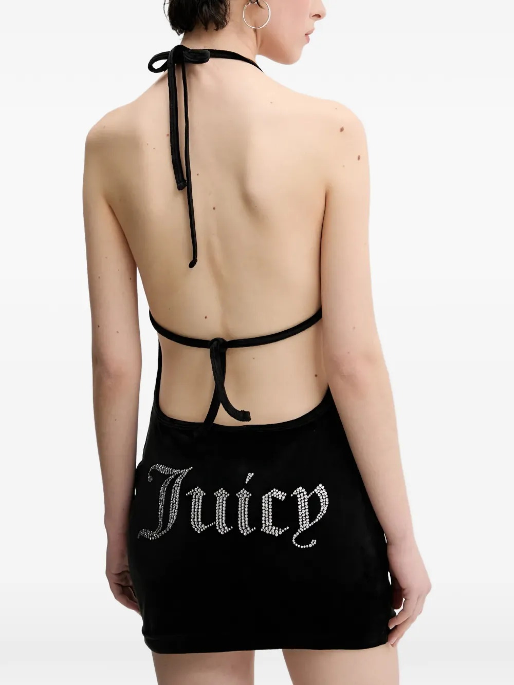 Juicy Couture logo-embellished halterneck mini dress Zwart