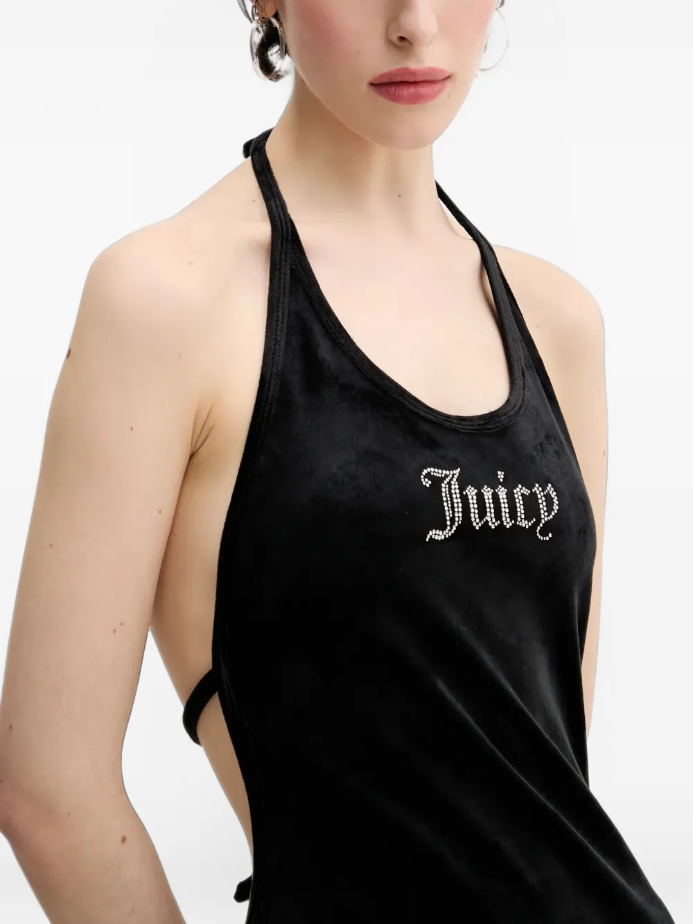 Juicy Couture logo-embellished halterneck mini dress Zwart