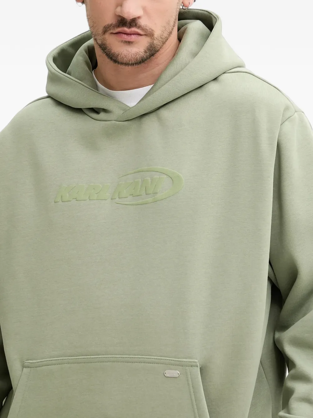 karl kani Hoodie met geborduurd logo en gestreepte afwerking Groen