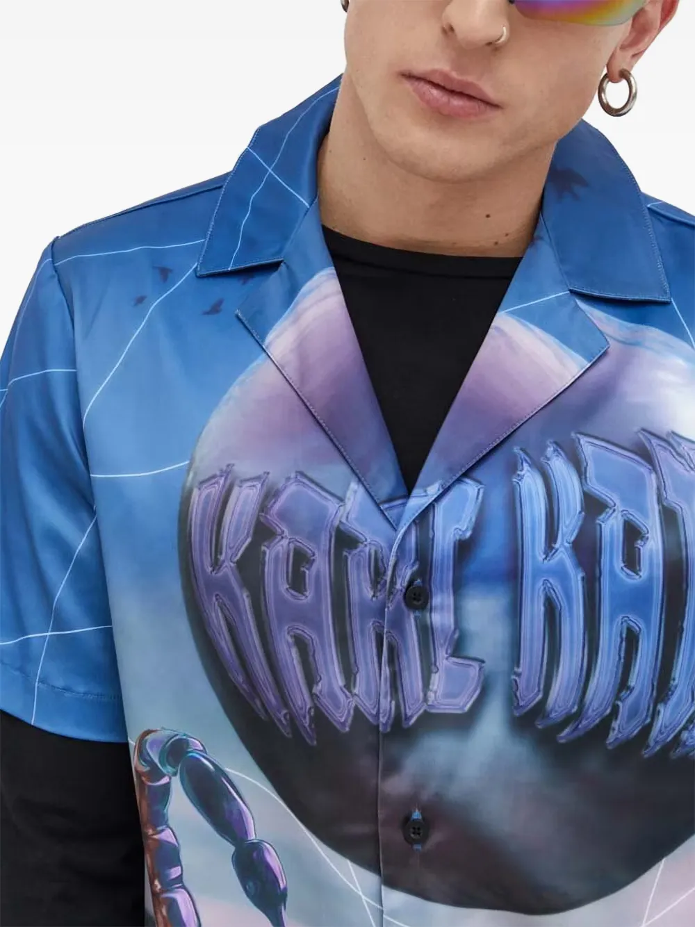 karl kani graphic-print short-sleeve shirt Blauw