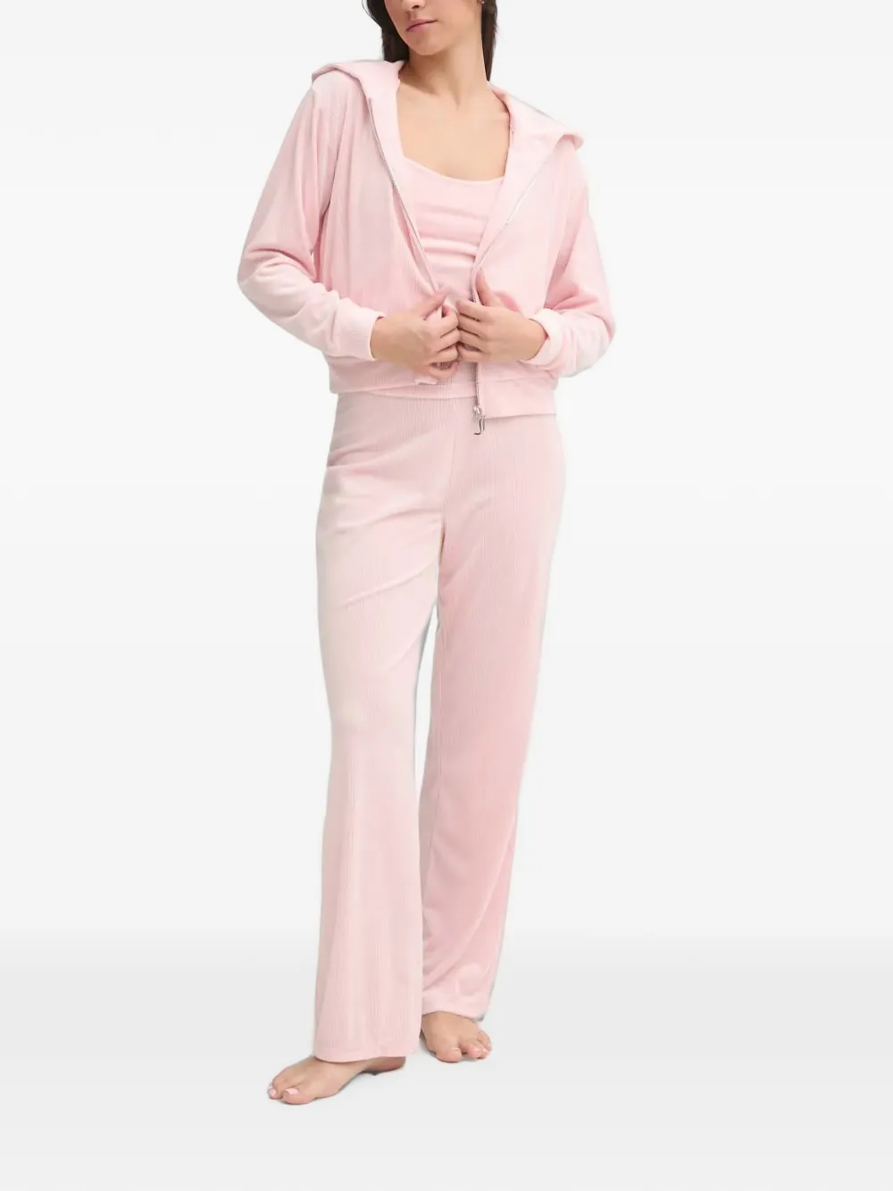 Juicy Couture Vicky geribbelde pyjamabroek met logoband Roze