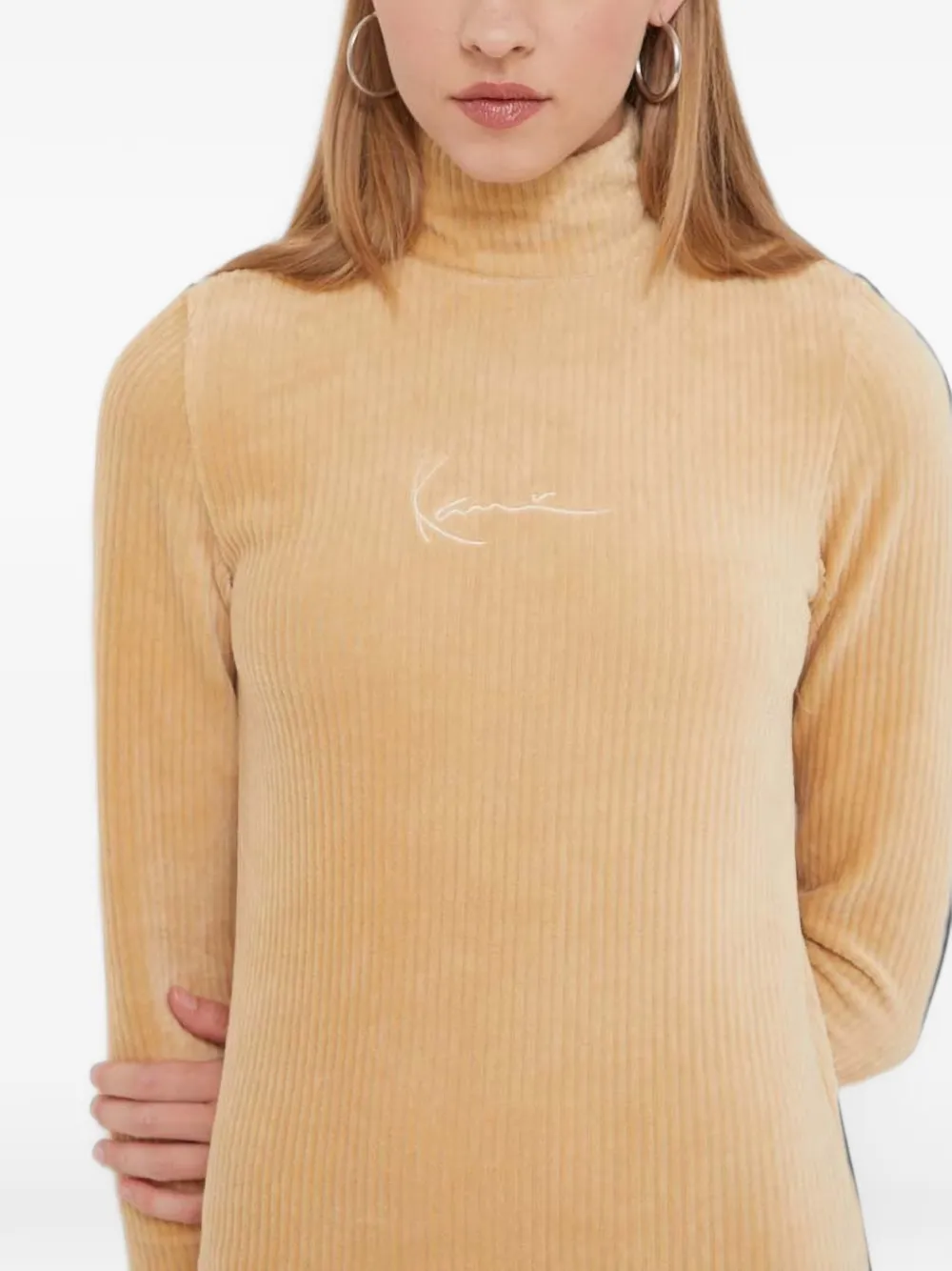 karl kani Geribbelde jurk met logo Beige