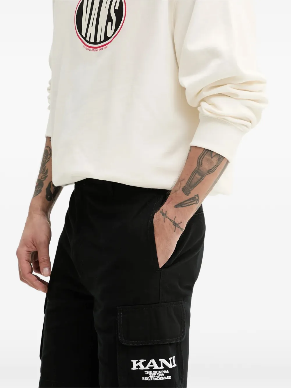 karl kani Katoenen cargo shorts met logo-detail Zwart