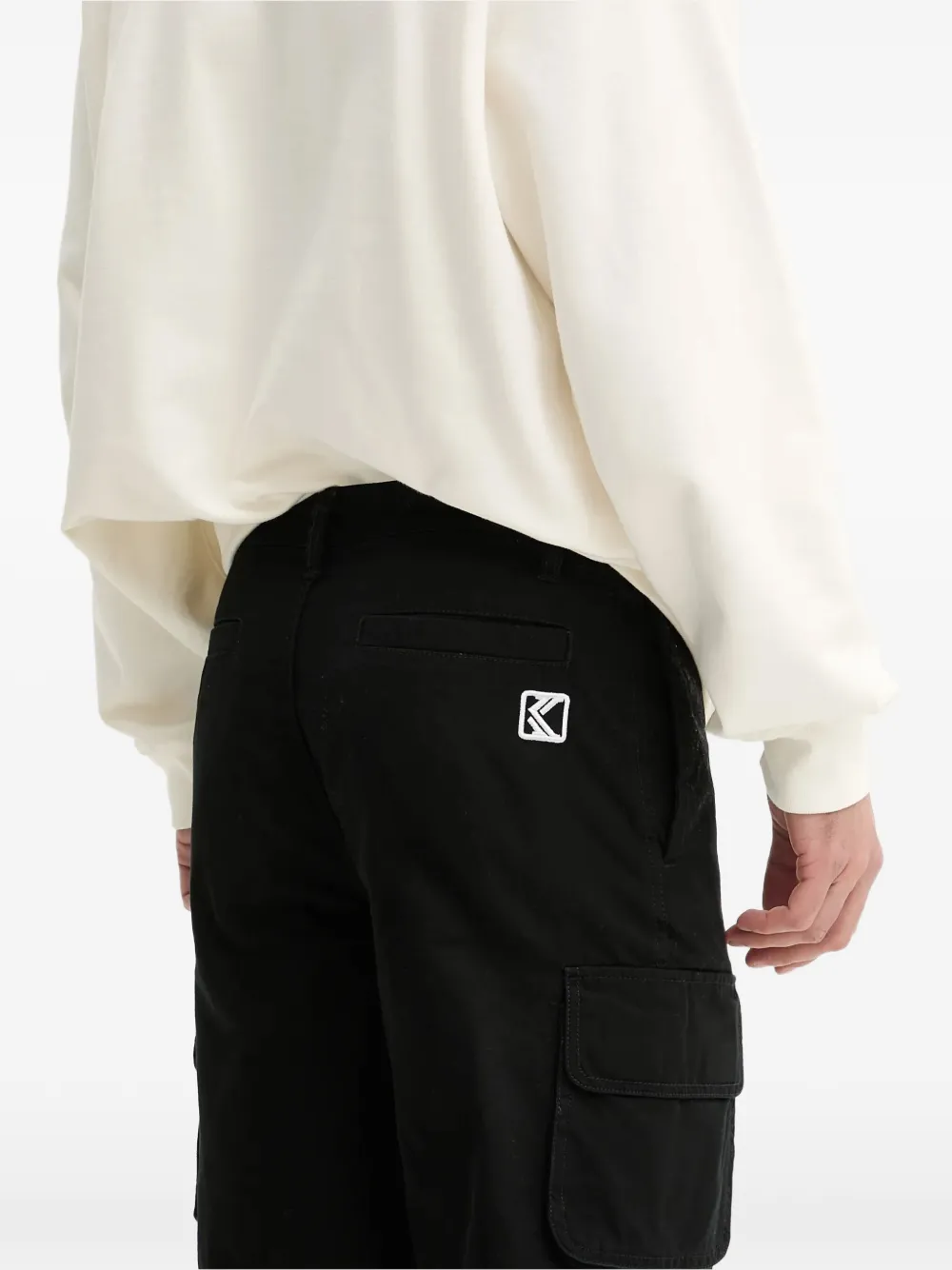 karl kani Katoenen cargo shorts met logo-detail Zwart
