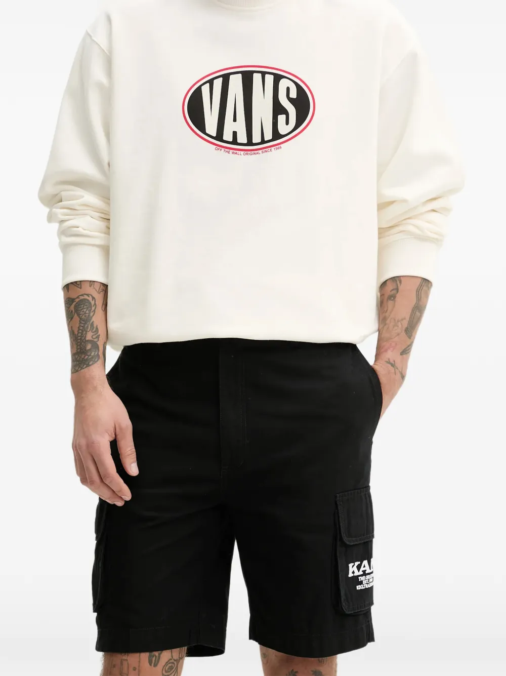 karl kani Katoenen cargo shorts met logo-detail Zwart
