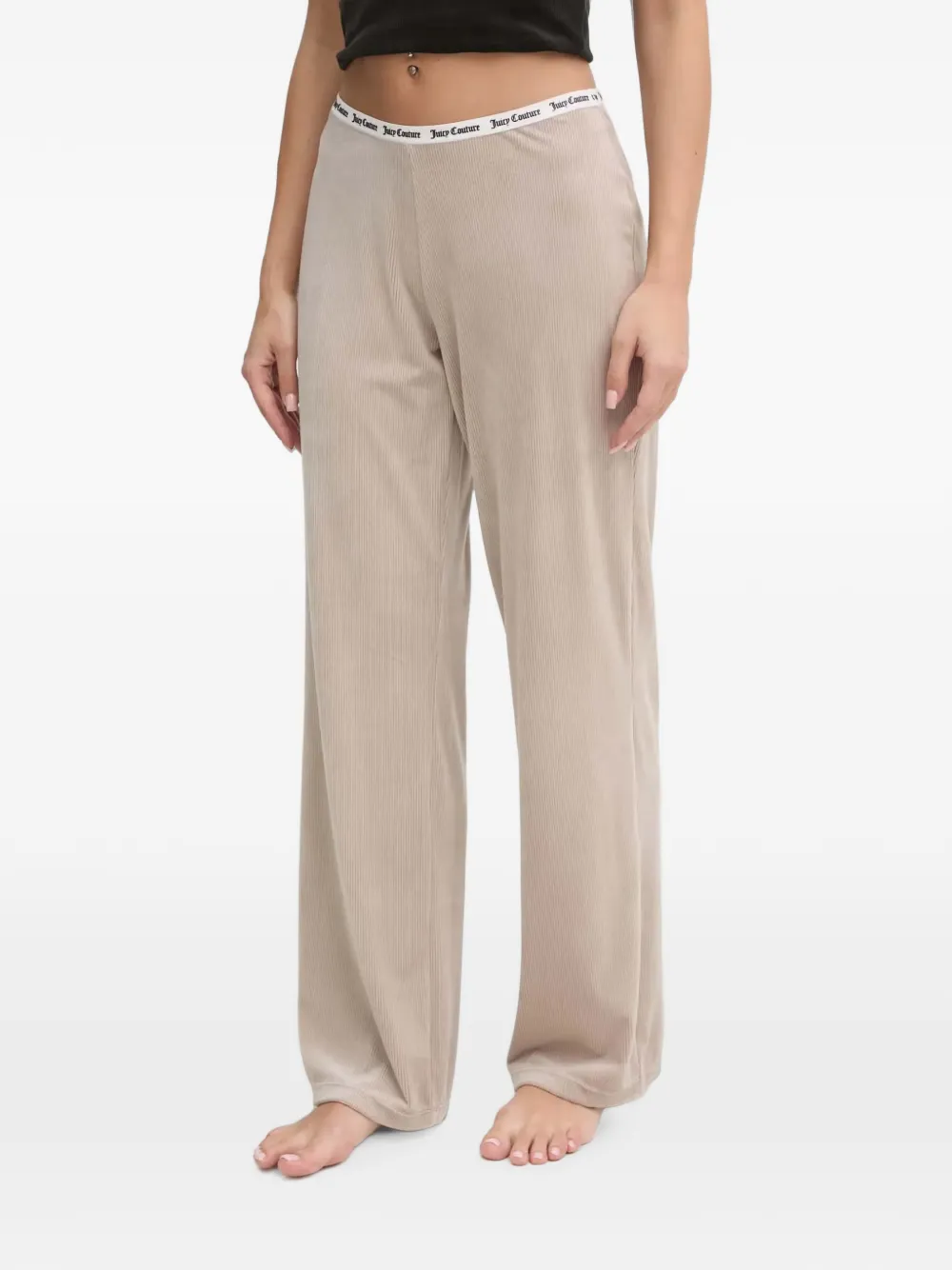 Juicy Couture logo-waistband ribbed trousers - Nude