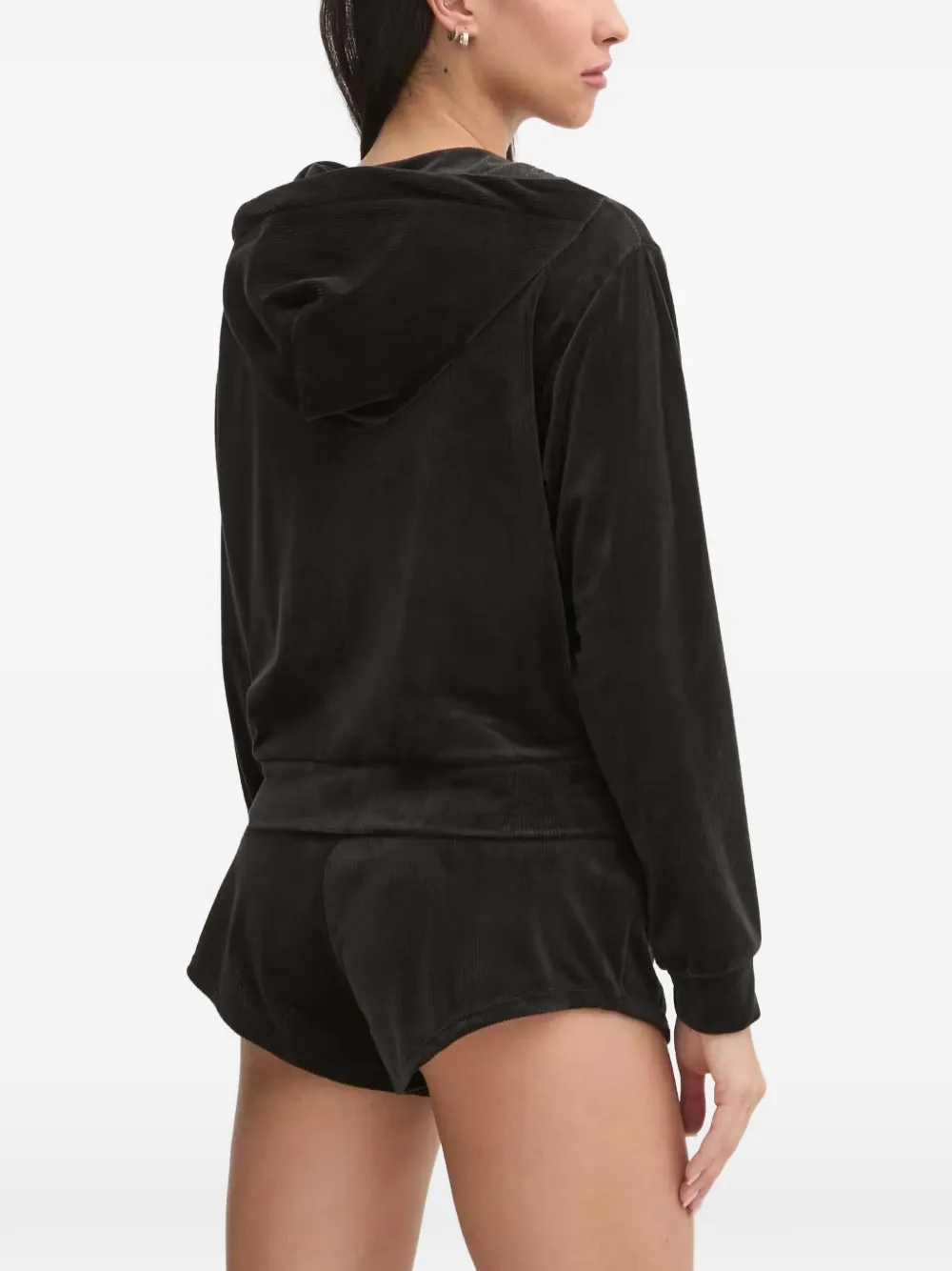 Juicy Couture Ribgebreide hoodie met logohanger Zwart
