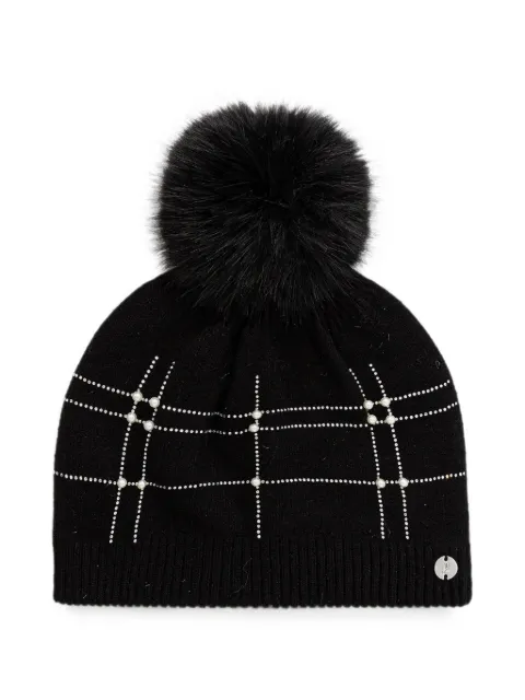 Joseph Ribkoff pompom detail beaded beanie