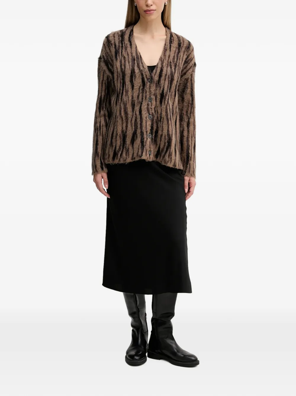 Sisley Vest met tijgerstreep en knopen Bruin