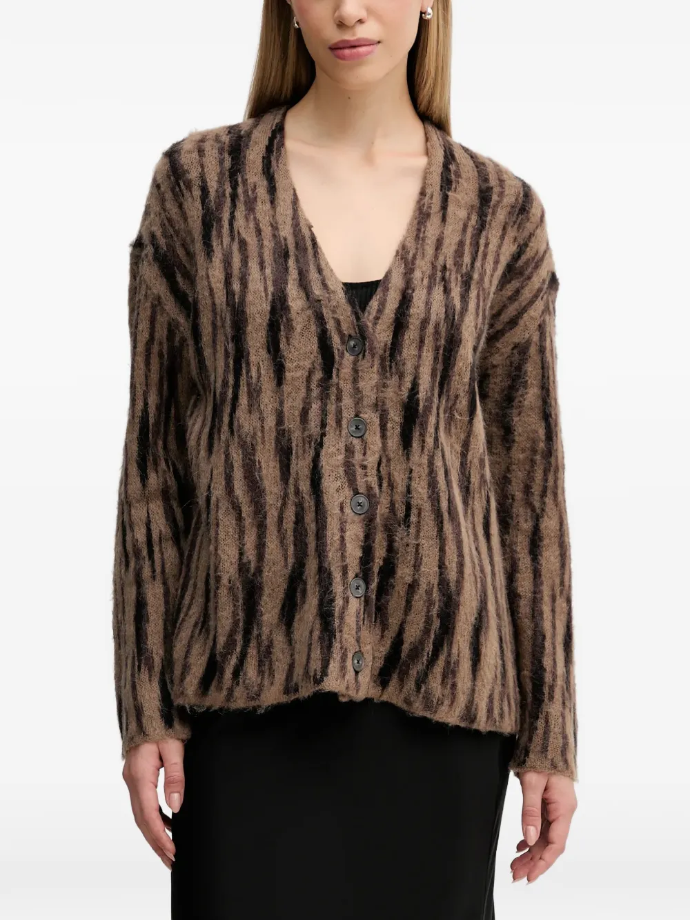Sisley tiger stripe buttoned cardigan