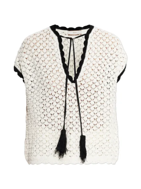 Akep contrasting-edges crochet blouse