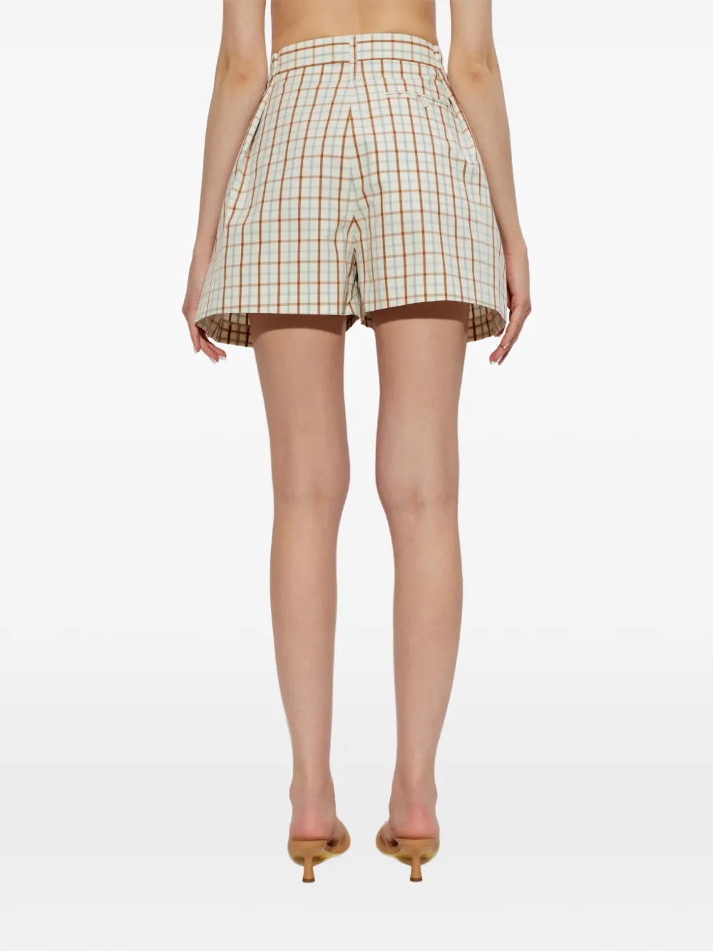  Victoria Beckham Check-pattern Pleated Shorts - White 