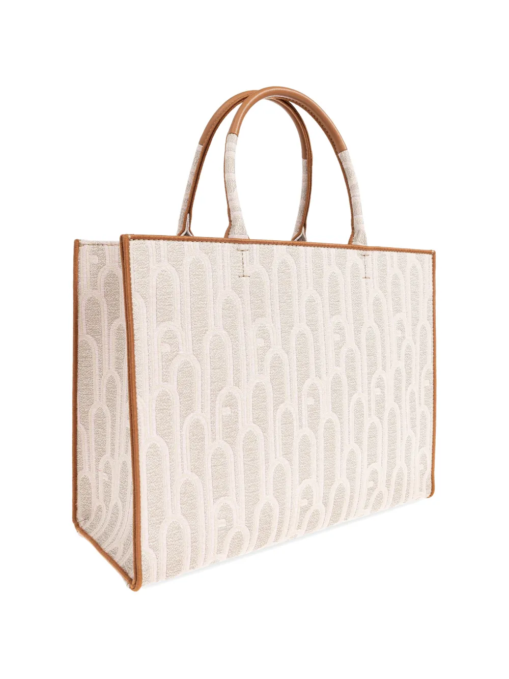 Furla Shopper met handvat en patroon Beige