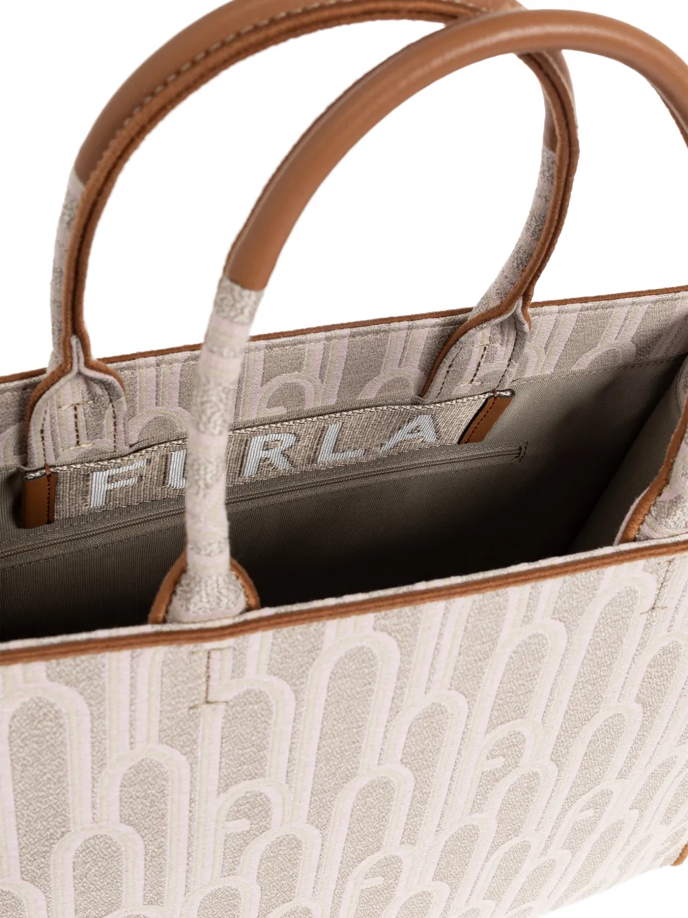 Furla Shopper met handvat en patroon Beige