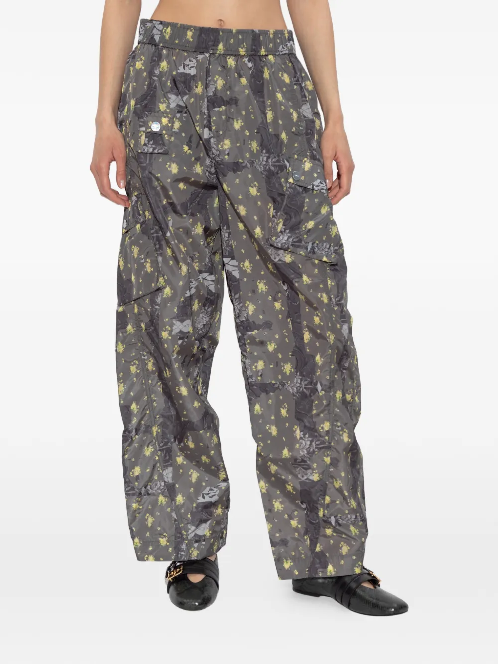 GANNI floral-print cargo trousers - Grigio