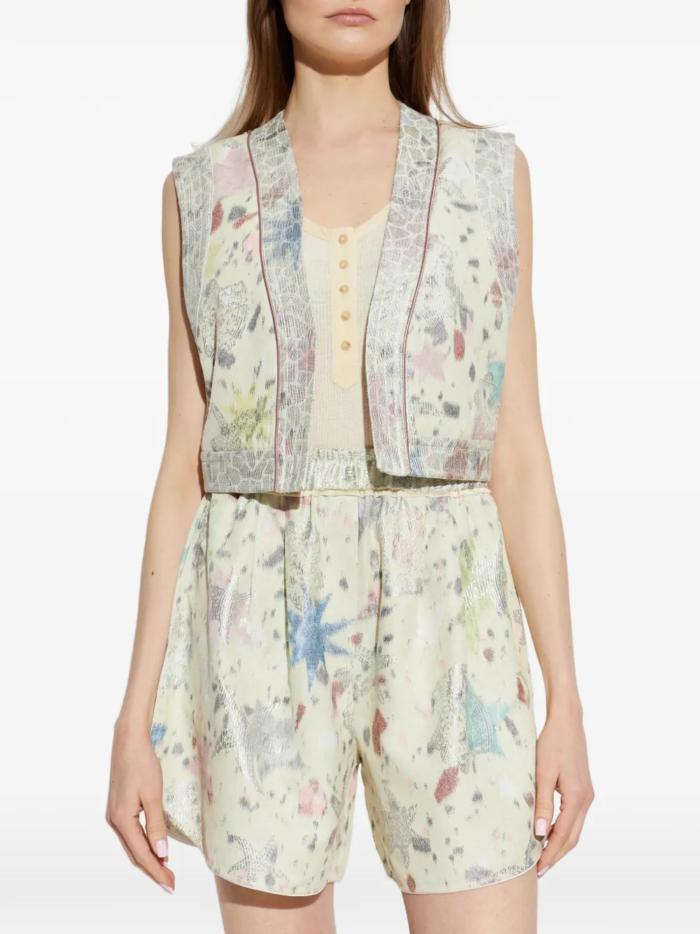  Forte Forte Floral-print Sleeveless Waistcoat - Neutrals 