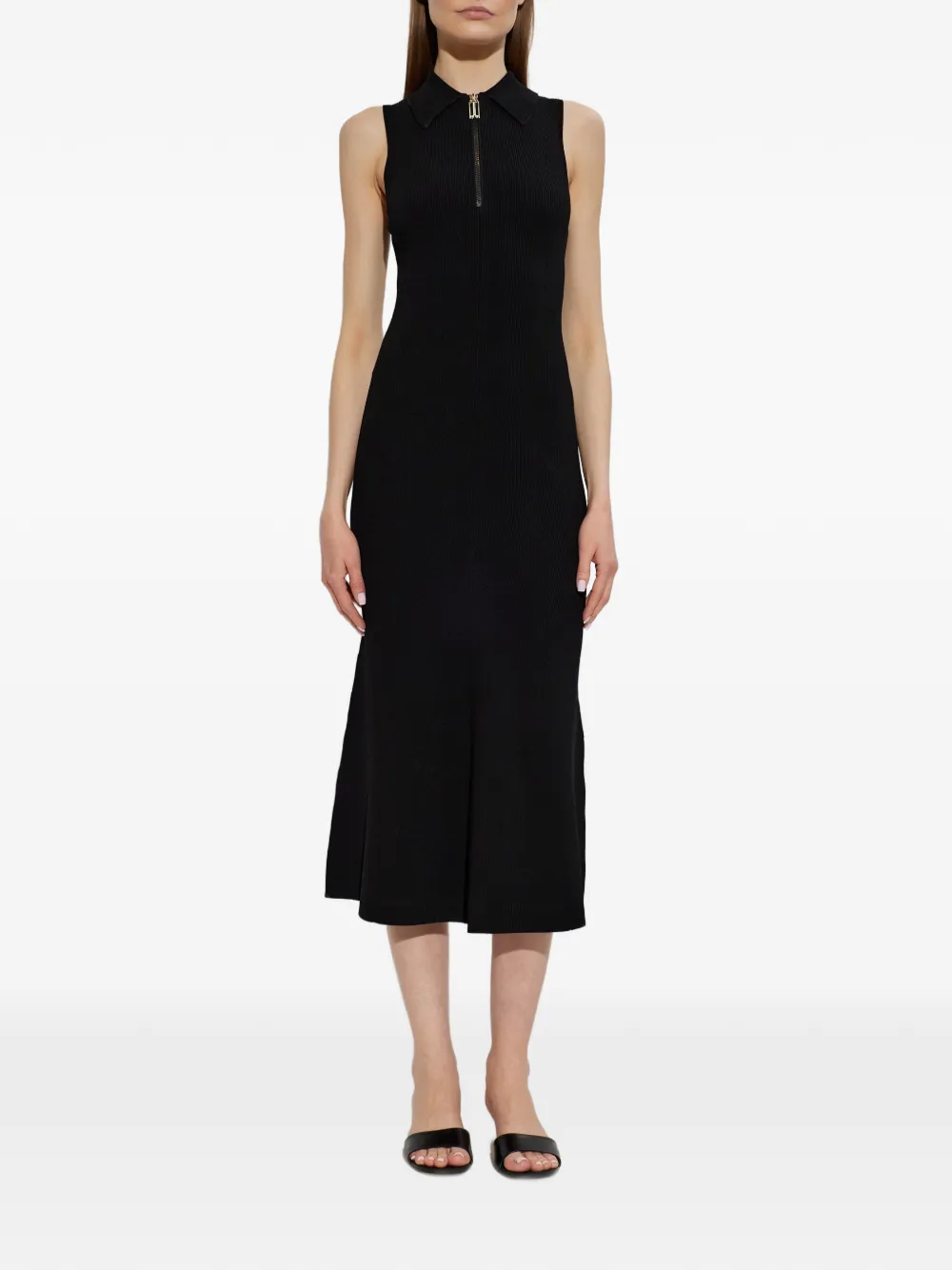 Victoria Beckham Midi-jurk met kraag Zwart